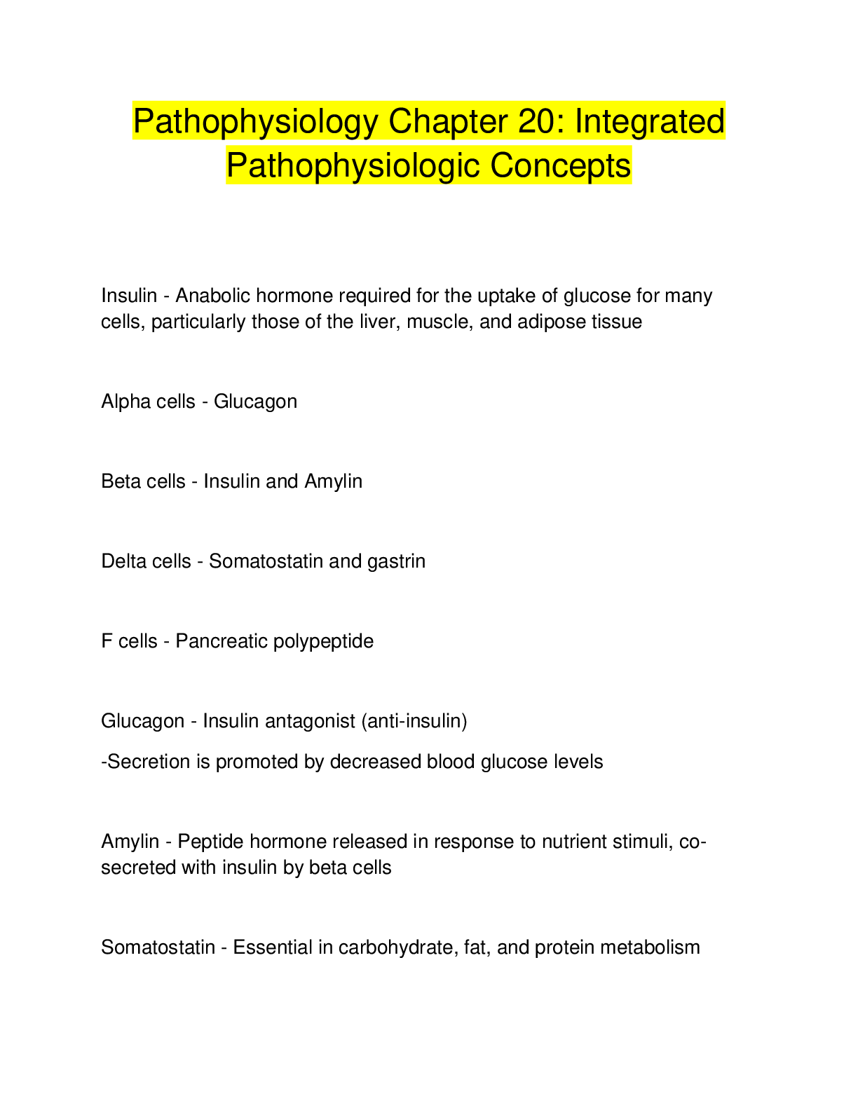 Preview image for Pathophysiology Chapter 20: Integrated  Pathophysiologic Concepts